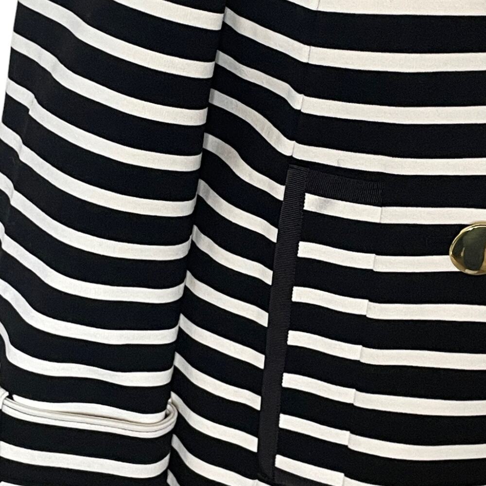 Women's Size 12 Kate Spade Broome Street Black/Cream Stripe Peacoat Jacket - Picture 4 of 12